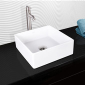  Bavaro Composite Vessel Sink and Seville Bathroom Vessel Faucet Set in Brushed Nickel w/ Pop up Drain, 14-1/2'' W x 14-1/2'' D x 5'' H