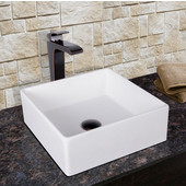  Bavaro Composite Vessel Sink and Linus Bathroom Vessel Faucet Set in Antique Rubbed Bronze w/ Pop up Drain, 14-1/2'' W x 14-1/2'' D x 5'' H