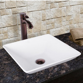  Matira Composite Vessel Sink and Otis Bathroom Vessel Faucet Set in Oil Rubbed Bronze w/ Pop up Drain, 16'' W x 16'' D x 4-5/8'' H