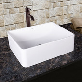  Caladesi Composite Vessel Sink and Seville Bathroom Vessel Faucet Set in Oil Rubbed Bronze w/ Pop up Drain, 19-5/8'' W x 14-1/2'' D x 6-1/8'' H