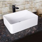  Caladesi Composite Vessel Sink and Blackstonian Bathroom Vessel Faucet Set in Matte Black w/ Pop up Drain, 19-5/8'' W x 14-1/2'' D x 6-1/8'' H