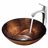  Russet Glass Vessel Sink and Faucet Set 