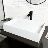 VIGO Montauk Grand Collection Rectangular MatteStone™ Vessel Bathroom Sink with Niko Bathroom Faucet and Pop-Up Drain in Matte Black, 23-1/4'' W x 15-1/8'' D x 4-3/4'' H