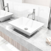 VIGO Vinca MatteStone™ Collection Vessel Bathroom Sink with Apollo Bathroom Faucet and Pop-Up Drain in Chrome, 18'' W x 13-3/4'' D x 4-5/8'' H