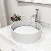 VIGO Anvil MatteStone™ Collection Vessel Bathroom Sink with Grant Bathroom Faucet and Pop-Up Drain in Chrome, 16'' W x 16'' D x 5'' H