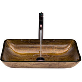  VIG-VGT292, Rectangular Amber Sunset Glass Vessel Sink and Faucet Set in Oil Rubbed Bronze, 22-1/4'' W x 14-1/2'' D x 4-1/2'' H