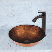  16-1/2''Dia. Russet Glass Vessel Sink and Linus Faucet Set in Antique Rubbed Bronze Finish