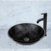  16-1/2''Dia. Gray Onyx Glass Vessel Sink and Seville Faucet Set in Matte Black Finish
