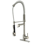  Pull-Down Spray Kitchen Faucet with Deck Plate, Stainless Steel Finish, 27''H