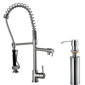  Pull-Down Spray Kitchen Faucet with Soap Dispenser, Stainless Steel Finish, 27''H