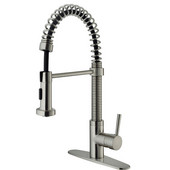  Pull-Out Spray Kitchen Faucet with Deck Plate, Stainless Steel Finish, 18-3/4''H with 9-1/2'' Spout Reach