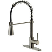  Pull-Out Spray Kitchen Faucet with Deck Plate, Stainless Steel Finish, 18-3/4''H with 9-3/4'' Spout Reach