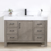  Leon 48'' W Freestanding Single Bathroom Vanity in Fir Wood Grey with Lightning White Composite Sink Top, 48'' W x 22'' D x 34'' H