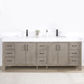 Leon 84'' W Freestanding Double Bathroom Vanity in Fir Wood Grey with Lightning White Composite Sink Top, 84'' W x 22'' D x 34'' H