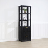  Cadiz 22'' W x 71-7/8'' H Storage Cabinet in Black with 3 Drawers and 3 Open Shelves for Bathroom and Living Room