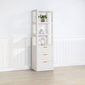  Cadiz 22'' W x 71-7/8'' H Storage Cabinet in White with 3 Drawers and 3 Open Shelves for Bathroom and Living Room