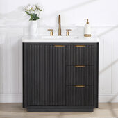  Cadiz 36'' W Freestanding Single Bathroom Vanity in Fir Wood Black with Lightning White Composite Top, and Sink, 36'' W x 22'' D x 34'' H
