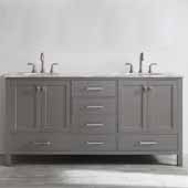  Gela 72'' Double Vanity Set in Grey with Carrara White Marble Countertop, 72''W x 22''D x 36-1/8''H