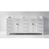  Caroline Parkway 72'' Double Bathroom Vanity, White, Cabinet Only, 72'' W x 21-7/10'' D x 33-1/2'' H