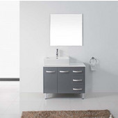  Tilda 36'' Single Bathroom Vanity Set in Grey, White Engineered Stone Top with Square Vessel Sink, Faucet Available in 2 Finishes, Mirror Included