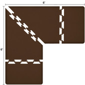  Original Collection PuzzlePiece L Series 6' x 6' x 3' Anti-Fatigue Floor Mat in Brown, 72'' W x 36'' D, 3/4'' Thick