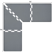  Original Collection PuzzlePiece L Series 7.5' x 7.5' x 3' Anti-Fatigue Floor Mat in Gray, 90'' W x 36'' D, 3/4'' Thick