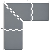  Original Collection PuzzlePiece L Series 7.5' x 7' x 3' Anti-Fatigue Floor Mat in Gray, 90'' W x 36'' D, 3/4'' Thick
