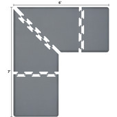  Original Collection PuzzlePiece L Series 7' x 6' x 3' Anti-Fatigue Floor Mat in Gray, 84'' W x 36'' D, 3/4'' Thick