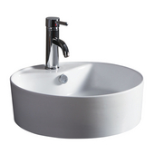 China Luxe Collection- Geometrix White Above Counter Bathroom Sink, 18'' Diameter x 13-1/2'' D x 6-1/4'' H