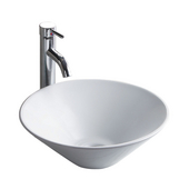  China Luxe Collection- Simplex White Above Counter Bathroom Sink, 15-3/4'' Dia. x 6-1/4''H