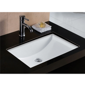  Rhythm Series White China Undermount Bathroom Sink, 21-1/2''W x 15-1/2''D x 7-3/4''H