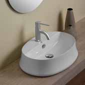  Britannia Oval, Above Mount, Bathroom Basin Sink with Single Faucet Hole In White, 23-5/8'' W x 17'' D x 6-1/4'' H