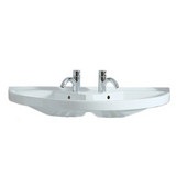  China Series U-Shaped Double Basin Bathroom Sink, White, 38''W x 19''D x 7-1/2''H