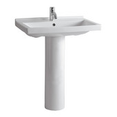  Isabella Collection 23-1/2''W Tubular Pedestal Sink with Rectangular Basin, and Single Hole Faucet Drilling, White Finish