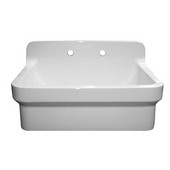  Old Fashioned Country Fireclay Utility Sink with High Backsplash, White