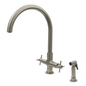  Single Hole Kitchen Faucet w/ Dual Handles and Side Sprayer in Brushed Nickel