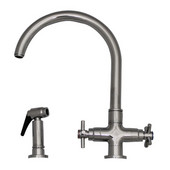  Single Hole Kitchen Faucet w/ Dual Handles and Side Sprayer in Polished Chrome