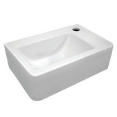 , Isabella Wall Mount China Basin, Right Side Single Faucet Hole and Center Drain, 10''W x 14 3/4''D x 6 5/8''H
