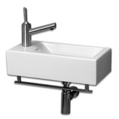 - Wall Mount Bathroom Sink w/Towel Bar, Faucet Drilling on Left