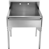  Pearlhaus Brushed Stainless Steel double bowl commercial freestanding utility sink, Brushed Stainless Steel Finish, 30''W x 27-3/8''D x 39-1/2''H