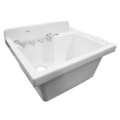  Vitreous China 24''W single bowl drop-in sink with wire basket and offset drain, White Finish