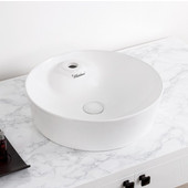  Isabella Plus Collection Round Above Mount Vitreous China Basin with Single Faucet Hole & Center Drain, White