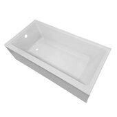  60'' W Rectangular Freestanding Alcove Soaking Bathtub with Left Side Drain and Overflow Hole in White, Water Capacity: 59.03 Gallons