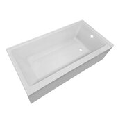  60'' W Rectangular Freestanding Alcove Soaking Bathtub with Right Side Drain and Overflow Hole in White, Water Capacity: 59.03 Gallons