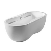  Bathhaus Collection Oval Double Ended Dual Armrest Bathtub with Chrome Pop-Up Waste & Center Drain in White, 67'' W x 31-1/2'' D x 22-7/8'' H