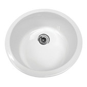  18-1/4''D X 8''H Elementhaus Round Farmhaus Fireclay Single Bowl Kitchen Sink in White