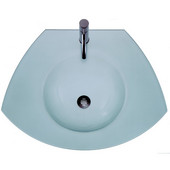  Wall Mounted Trapezoidal Shaped Unit with Round Integrated Sink in Matte Glass