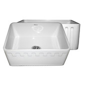  Reversible Series Fireclay Sink with Athinahaus Front Apron, White, 24''W x 18''D x 10''H