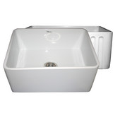 Reversible Series Fireclay Sink with Smooth Front Apron, White, 24''W x 18''D x 10''H