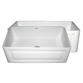  Reversible Series Fireclay Sink with Raised Panel Front Apron, White, 30''W x 18''D x 10''H